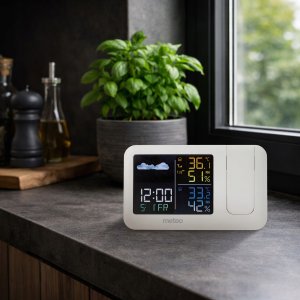 Stacja pogodowa Meteo STACJA POGODOWA Z DCF METEO SP208 POGODYNKA PROJEKTOR LASEROWY CZUJNIK ZEW 5