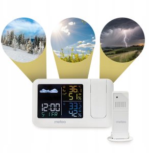 Stacja pogodowa Meteo STACJA POGODOWA Z DCF METEO SP208 POGODYNKA PROJEKTOR LASEROWY CZUJNIK ZEW 7