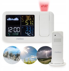 Stacja pogodowa Meteo STACJA POGODOWA Z DCF METEO SP208 POGODYNKA PROJEKTOR LASEROWY CZUJNIK ZEW 8