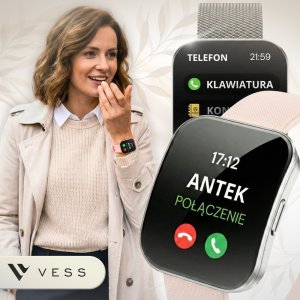 Smartwatch VESS SMARTWATCH ZEGAREK DAMSKI ZAOKRĄGLONY EKRAN 3D MENU PL AMOLED + 4 PASKI 12