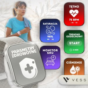 Smartwatch VESS SMARTWATCH ZEGAREK DAMSKI ZAOKRĄGLONY EKRAN 3D MENU PL AMOLED + 4 PASKI 2