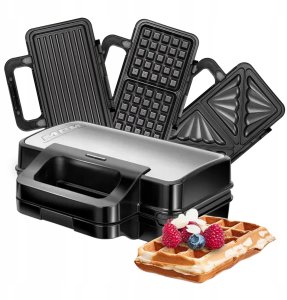 Opiekacz MPM Opiekacz 3w1 gofrownica grill MPM MOP-43M 3w1 inox 1000 W 12