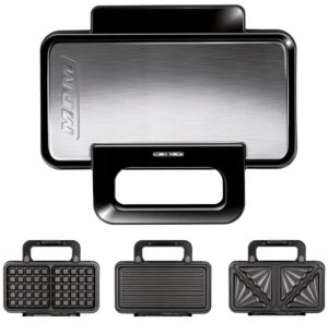 Opiekacz MPM Opiekacz 3w1 gofrownica grill MPM MOP-43M 3w1 inox 1000 W 4