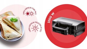 Opiekacz MPM Opiekacz 3w1 gofrownica grill MPM MOP-43M 3w1 inox 1000 W 5