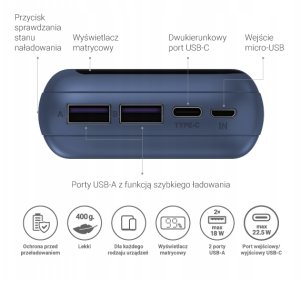 Powerbank Navitel Powerbank Navitel PWR20 MX 20000mAh 22,5W Szybkie ładowanie Niebieski 3