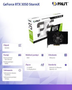 Karta graficzna Karta graficzna Palit GeForce RTX 3050 StormX 8GB GDDR6 128bit 7