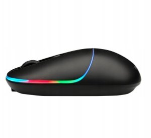 Mysz MYSZ BEZPRZEWODOWA REINSTON RGB WBUDOWANY AKUMULATOR USB 2.4 GHZ CZARNA 2