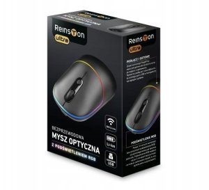 Mysz MYSZ BEZPRZEWODOWA REINSTON RGB WBUDOWANY AKUMULATOR USB 2.4 GHZ CZARNA 5