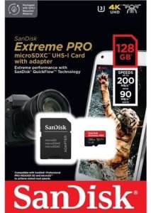Karta Karta pamięci SanDisk microSDXC 128GB Extreme Pro 200/90MB/s Adapter 4