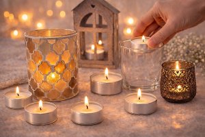AgdExpert Podgrzewacze sojowe XXL 57x22 Zapach Cedr i Szafran 6 szt Tealight No.13 5