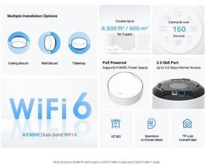 Router ROUTER TP-LINK DECO X50 MESH AX3000 WIFI 6 A/B/G/N/AC/AX 3000MB/S 3-PAK 5
