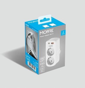 Ładowarka MORE Adapter zasilany 4W1 2 gniazda, USB-C 20W PD, USB-A 18W QC 2