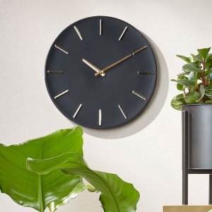 Mica Decorations ZEGAR ŚCIENNY ALUMINIOWY CZARNY ŚR. 35,5CM MICA 3