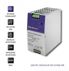 Qoltec Qoltec Przemysłowy zasilacz na szynę DIN 240W 24V 2