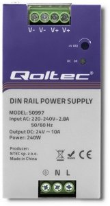 Qoltec Qoltec Przemysłowy zasilacz na szynę DIN 240W 24V 5