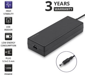 Zasilacz Qoltec Qoltec Zasilacz desktopowy 120W 12V 10A 5.5*2.5 + kabel zasilający 4