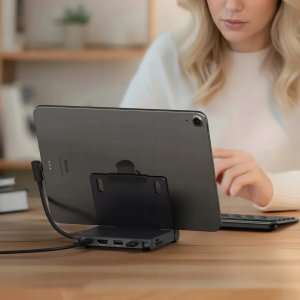 HUB USB Satechi OntheGo Foldable Stand Hub - składana podstawka i hub do urządzeń mobilnych (USB-C 100W PD, USB-C 10 Gbps, USB-A 10 Gbps, czytnik kart micro/SD 312 MB/s, 3,5mm jack, 4K HDMI) (space black) 7