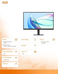 Monitor Xiaomi Monitor Xiaomi A22i (A22FAB-RAGL) 21,45'' FHD VA 75Hz HDMI VGA wąska ramka 4