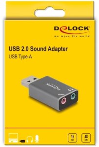 Karta dźwiękowa Delock DELOCK Zewnętrzna karta dźwiękowa USB z wtykiem USB-A na 2 x 3.5mm gniazdo Plug & Play Audio Adapter 4