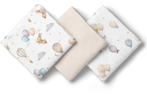 Bocioland 3008 PIELUSZKI MUŚLINOWE 70X70 3-PACK BEŻ BL300 11