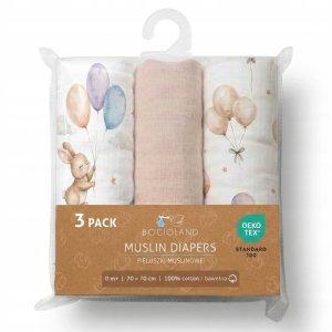 Bocioland 3008 PIELUSZKI MUŚLINOWE 70X70 3-PACK BEŻ BL300 10