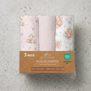 Bocioland 3039 PIELUSZKI MUŚLINOWE 70X70 3-PACK RÓŻ BL303 11