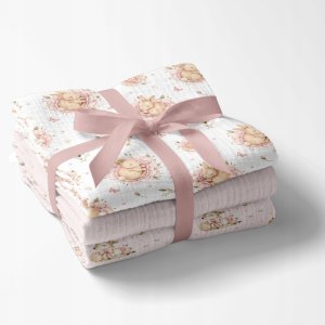 Bocioland 3039 PIELUSZKI MUŚLINOWE 70X70 3-PACK RÓŻ BL303 2