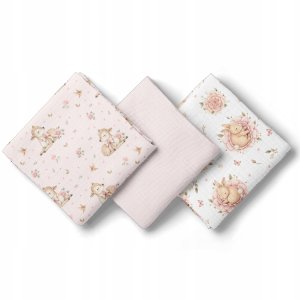 Bocioland 3039 PIELUSZKI MUŚLINOWE 70X70 3-PACK RÓŻ BL303 4