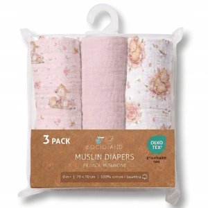 Bocioland 3039 PIELUSZKI MUŚLINOWE 70X70 3-PACK RÓŻ BL303 9