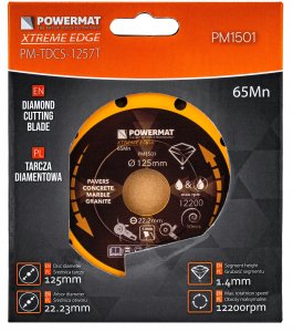 Powermat TARCZA DIAMENTOWA 125MM 1,4MM DO CIĘCIA BETONU GRESU CERAMIKI BRUKU SPIEKU 15