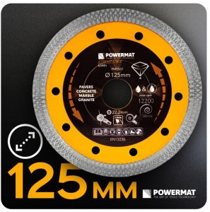Powermat TARCZA DIAMENTOWA 125MM 1,4MM DO CIĘCIA BETONU GRESU CERAMIKI BRUKU SPIEKU 16
