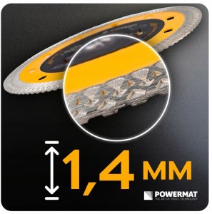 Powermat TARCZA DIAMENTOWA 125MM 1,4MM DO CIĘCIA BETONU GRESU CERAMIKI BRUKU SPIEKU 19