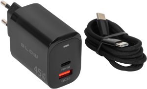 Ładowarka Blow 76-033# Ładowarka sieciowa gniazdo usb + usb-c pd 45w + kabel 169