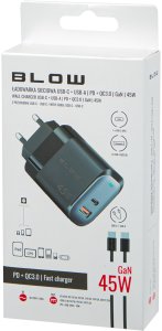 Ładowarka Blow 76-033# Ładowarka sieciowa gniazdo usb + usb-c pd 45w + kabel 204