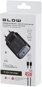 Ładowarka Blow 76-033# Ładowarka sieciowa gniazdo usb + usb-c pd 45w + kabel 254