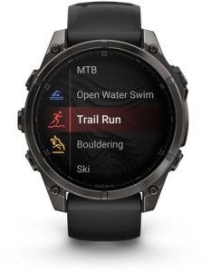 Smartwatch Garmin Inteligentny zegarek Fenix 8 – 47 mm, AMOLED Sapphire, Titan DLC w kolorze szarego węgla z silikonowym pasek w kolorze czarno-szarym 3