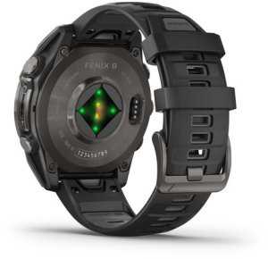 Smartwatch Garmin Inteligentny zegarek Fenix 8 – 47 mm, AMOLED Sapphire, Titan DLC w kolorze szarego węgla z silikonowym pasek w kolorze czarno-szarym 6