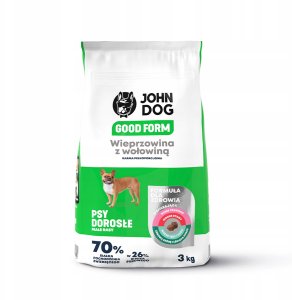 John Dog John Dog GOOD FORM MAŁE RASY wieprzowina z wołowiną Karma sucha dla psa 3kg 4