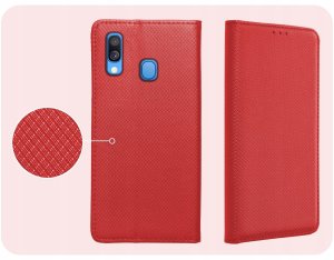 Hello Case Etui z Klapką Do Samsung Galaxy A40 (Czerwone, Zamykane, Kabura) Szkło 4