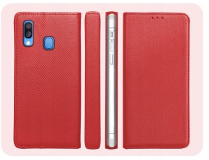 Hello Case Etui z Klapką Do Samsung Galaxy A40 (Czerwone, Zamykane, Kabura) Szkło 6