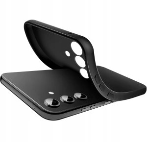 krainaGSM ZESTAW Etui do Samsung A34 5G | Matowe Czarne Silikon Slim +SZKŁO 6