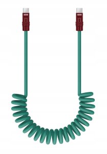 Newell Kabel Newell USB-C - USB-C 100 W, 1,5 m, silikonowy, spiralny, zielono-bordowy 3