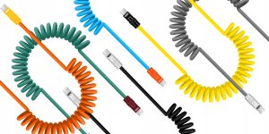 Newell Kabel Newell USB-C - USB-C 100 W, 1,5 m, silikonowy, spiralny, zielono-bordowy 4