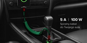 Newell Kabel Newell USB-C - USB-C 100 W, 1,5 m, silikonowy, spiralny, zielono-bordowy 6