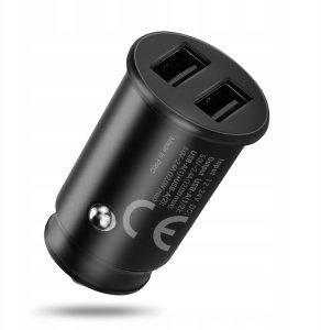 Ładowarka Ładowarka samochodowa 2 X USB 12W czarna + kabel USB-C 1m 2