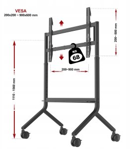 North Bayou P100 - Solidny mobilny stojak do tablic interaktywnych ekranów multimedialnych i telewizorów 65"-90" 2