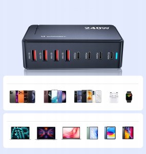 Ładowarka Wozinsky Stacja ładująca Wozinsky 240W GaN QC3 - czarna 7