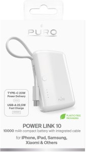 Powerbank Xiaomi Power bank Puro 10000mAh 20W  integrated USB-C cable  White 2