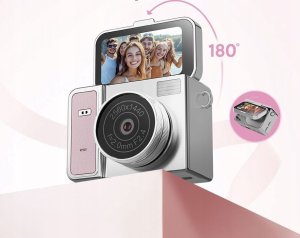 Aparat cyfrowy Xrec Mini Aparat Kamera Retro Video 2k Wisiorek Breloczek Obrotowy Ekran / Xrec X7 / Różowo - Szary 5