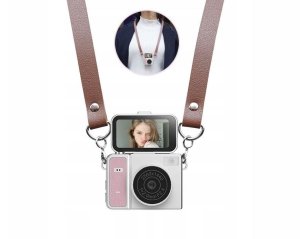 Aparat cyfrowy Xrec Mini Aparat Kamera Retro Video 2k Wisiorek Breloczek Obrotowy Ekran / Xrec X7 / Różowo - Szary 7